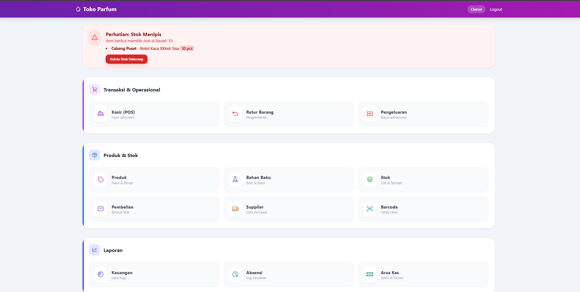 Aplikasi Kasir Toko Parfum Multi Cabang