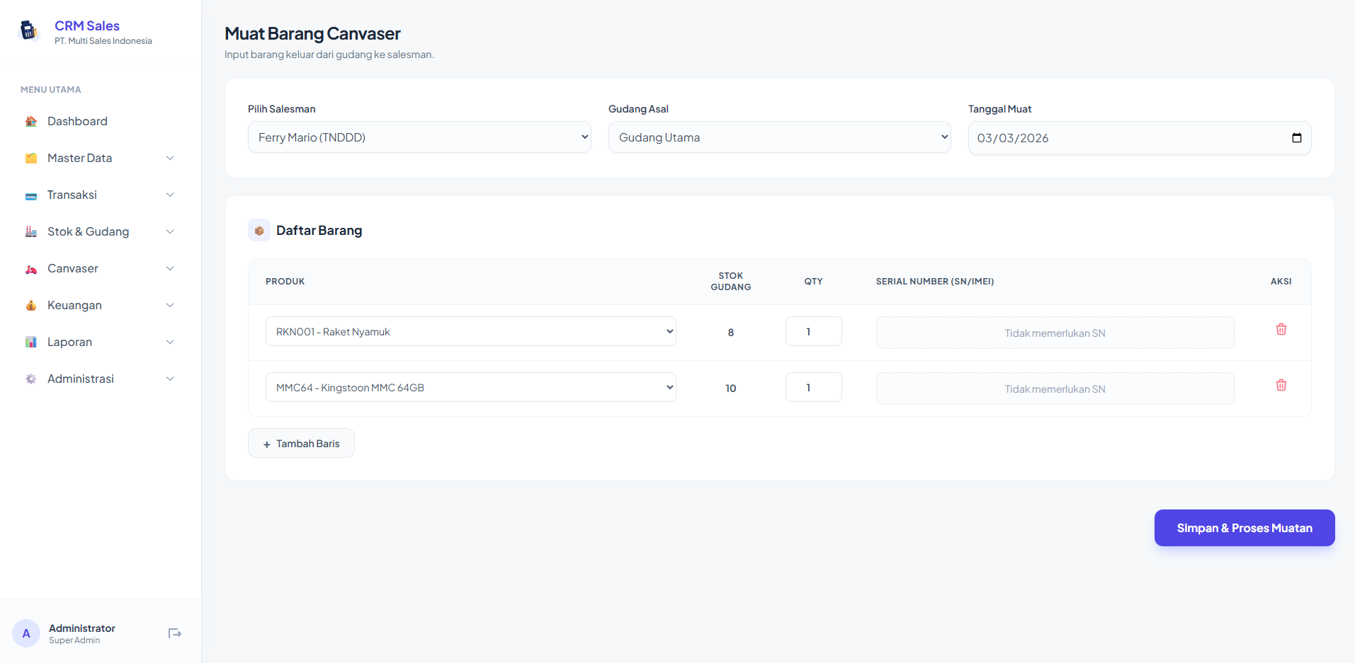 Aplikasi Manajemen Sales Canvaser & Take Order
